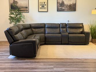 Costco Charcoal Gray leather sectional couch delivery available