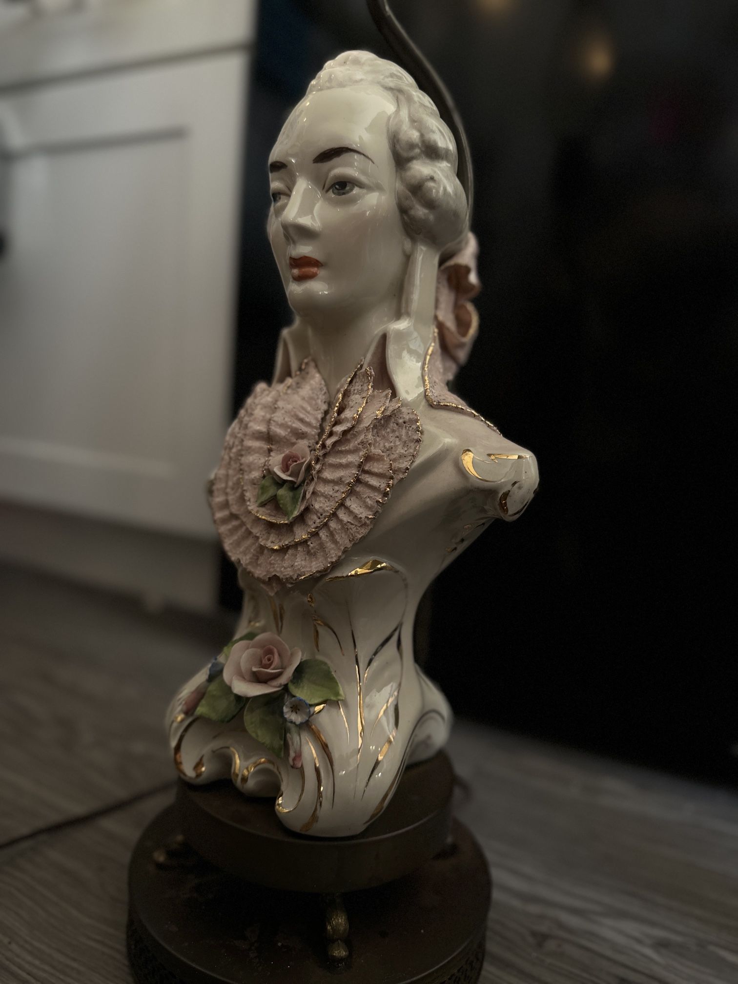 Vintage Porcelain Bust Two Lamps Set