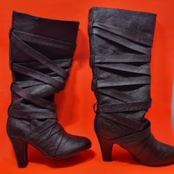 Faux Leather Boots Size 6m New With Deffects