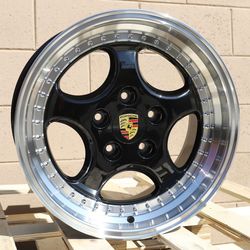 New 18x8 18x9.5 Porsche Carrera Classic Design 4X Wheels Rims 5x130 911 964 997 993 Gloss Black