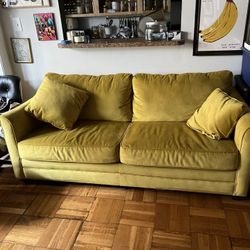 yellow velvet sofa bed