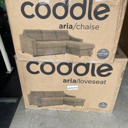 Coddle Aria Fabric Sleeper Sofa with Reversible Chaise and Storage, Gray