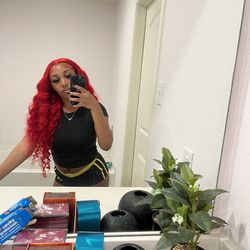 Red 30 inch wig