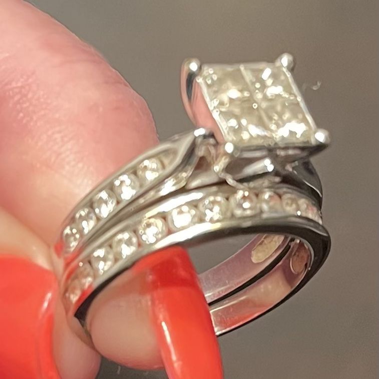 Woman's Diamond Ring and Band Wedding Set - 2 carats total Christmas Birthday Gift Present