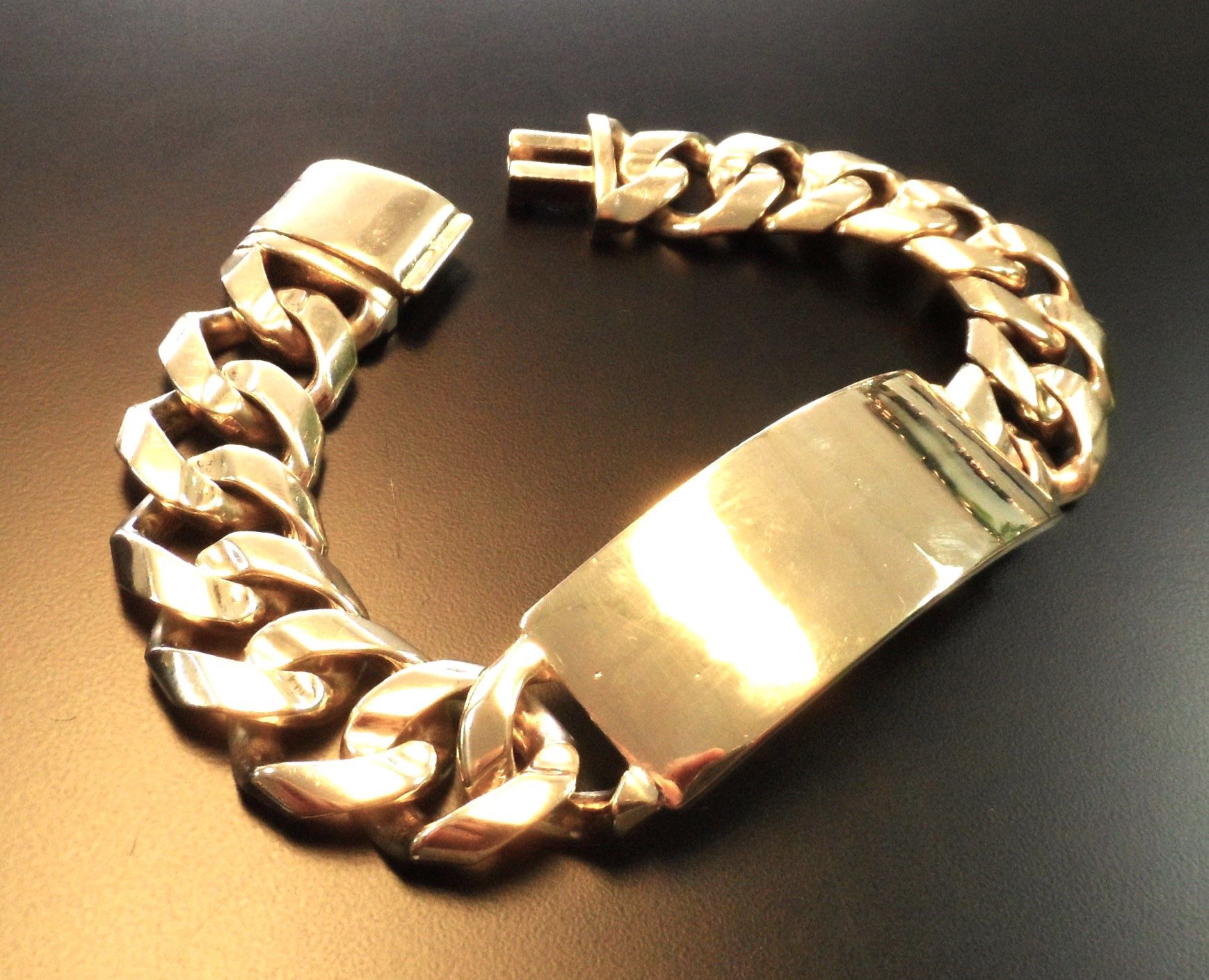 10K GOLD 8 1/2INCH 8 1/2INCH CUBAN LINK I.D. MENS BRACELET (42.3GR) for