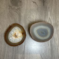 Natural Agate Geode Slices Set (2 Pieces)
