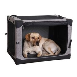 $70 LIOOPET 4 DOOR 32" QUICK FOLDABLE DOG CRATE 