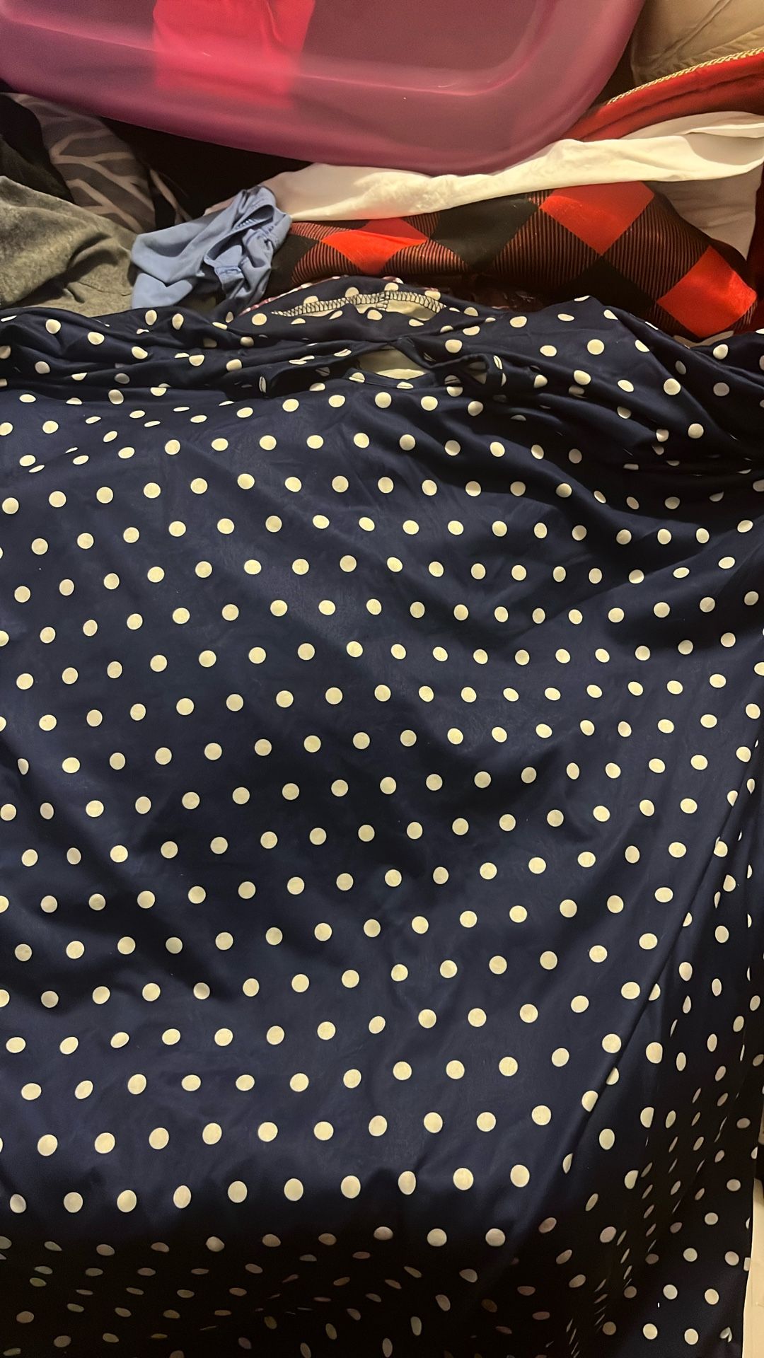 One Poker Dot Dress Size 2x Color Navy Blue And White Dots
