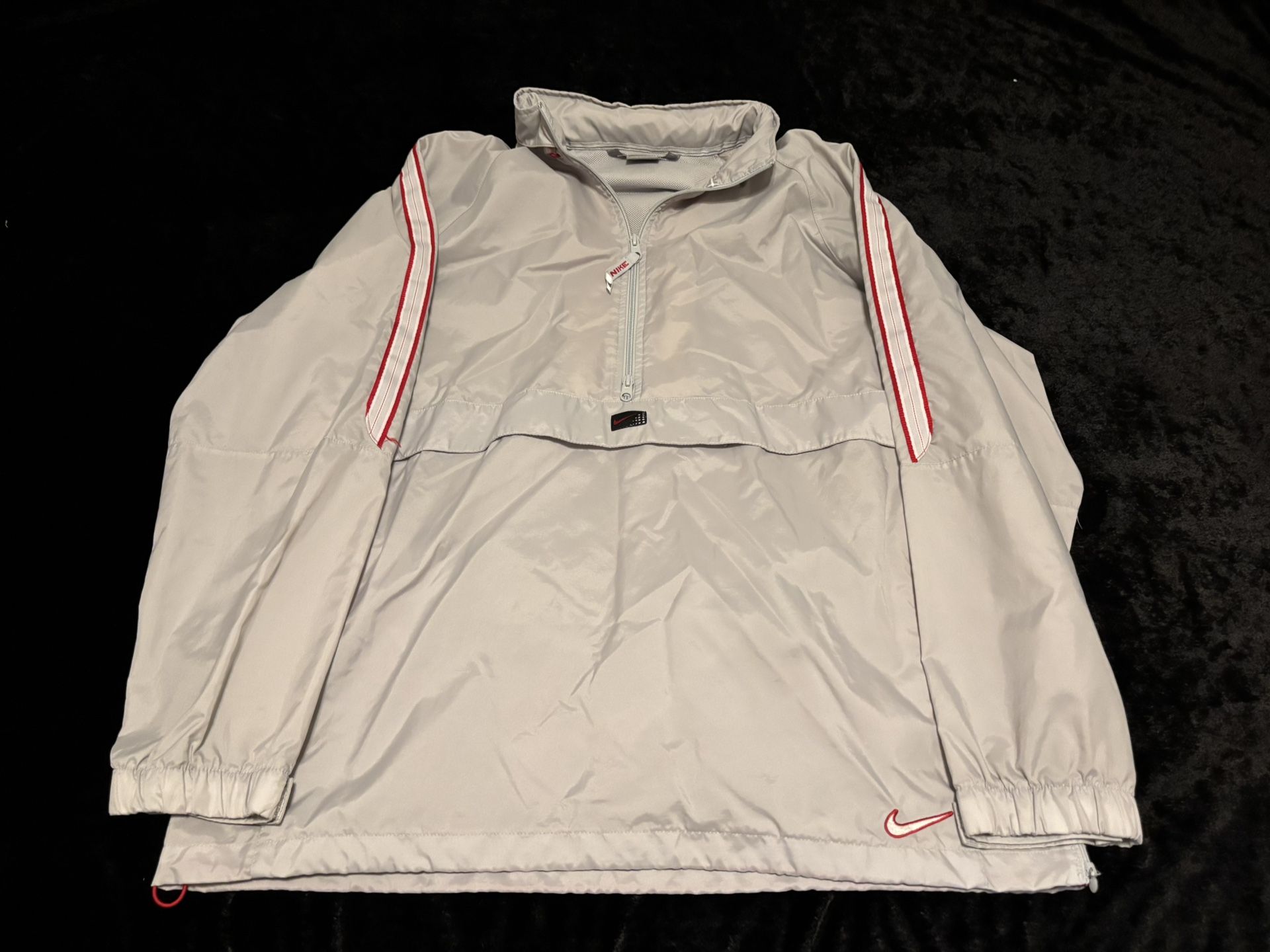 Mens Large Vintage Y2K Nike Center Swoosh Gray Windbreaker Jacket