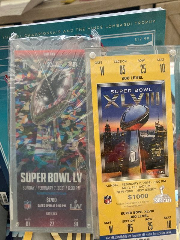 Superbowl Tickets Paperweights.  Given to NFL Employees. 