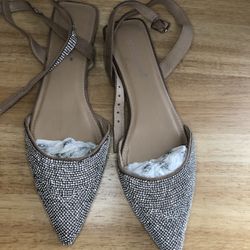 Rhinestone Anklets Flats Size 8