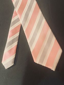 President DONALD J TRUMP Signature Collection Pink Gray White Stripe Necktie Tie