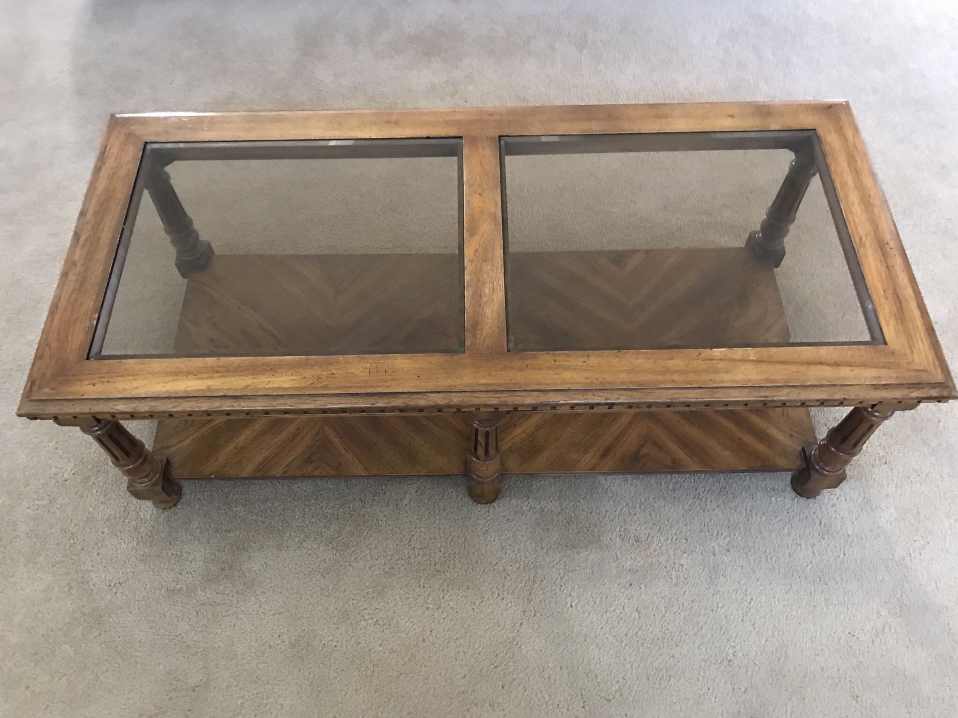 Coffee table with glass top