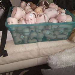 Box Of Doll Heads And Parts, Reproductions And Originals