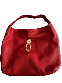 Dooney & Bourke Red Logo Lock Pebbled Leather
