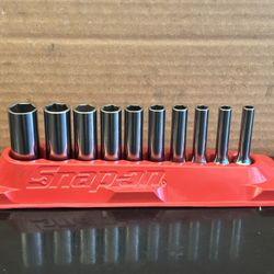 Snap-on Tools 10 pc 1/4" Drive 6-Point SAE Flank Drive® Deep Socket Set (3/16-9/16")
