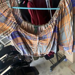 Plaid pattern Crop Top Blouse