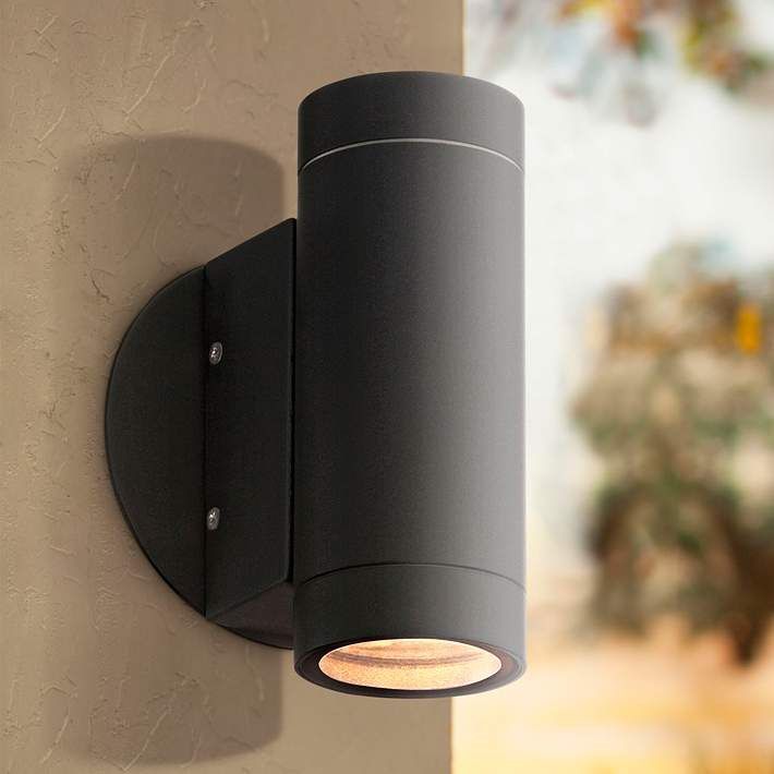 Possini Euro Peri 6 1/2" High Matte Black Up and Down Wall Light