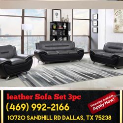Leather Living Room Sofa Set 3pc - Delivery And Financing Available 