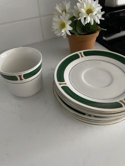 Kitchen Majesty Brand Fine China Set Of 7 Cups And Saucers