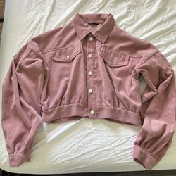 Pink Corduroy Button Up Jacket 