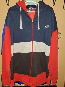 Nike Men's Full Zip Drawstring Hoodie Red 3XL Long Sleeve Embroidered Logo $40