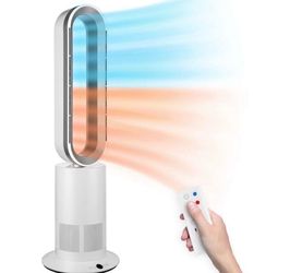 34” Bladeless Tower Fan with Remote, Heater & Fan Combo, Oscillating, Indoor Cooling & Heating
