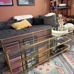 West Elm Glass Coffee Table And Matching Side Table
