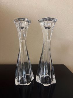 Crystal Glass Candlestick Holders Set of 2