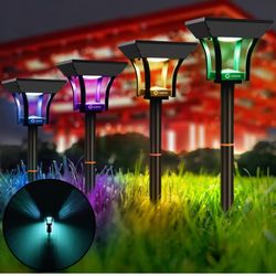 Brandnew 4pk Outdoor Solar Landscape Pathway Lights with 3 Lighting Modes, IP65 Waterproof LED Solar Powered Wall Lights for Garden Yard Path Lawn Dec