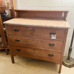 Marble Top Tiger Oak Dresser