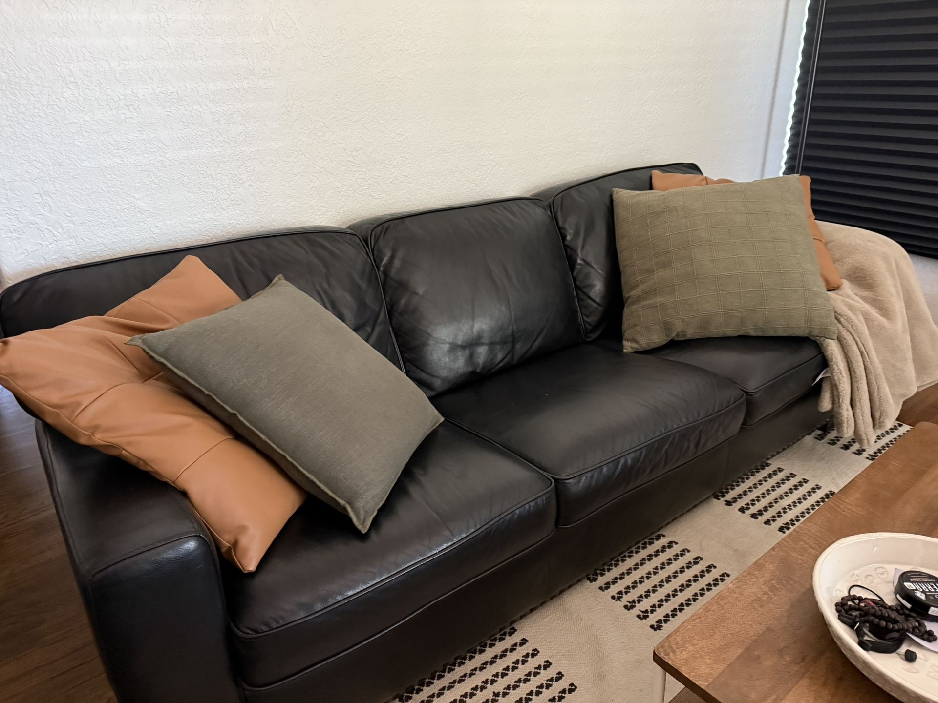 Black Leather Couch Chair And Ottoman