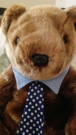 Ty Beanie Buddy Dad Hero Bear Wearing Necktie Brown