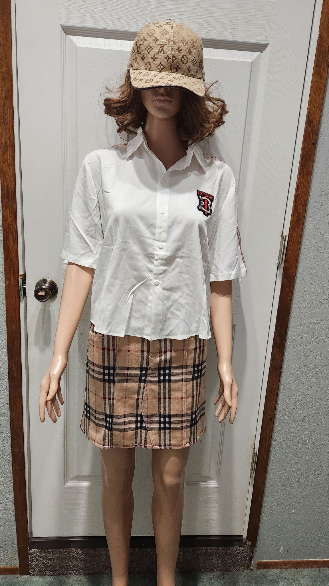 Women Plaid Skirt Set