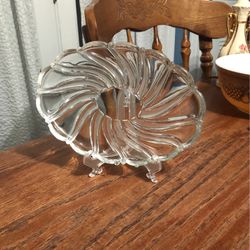 Vintage Mikasa Peppermint Crystal Clear Swirl Oval Dish
