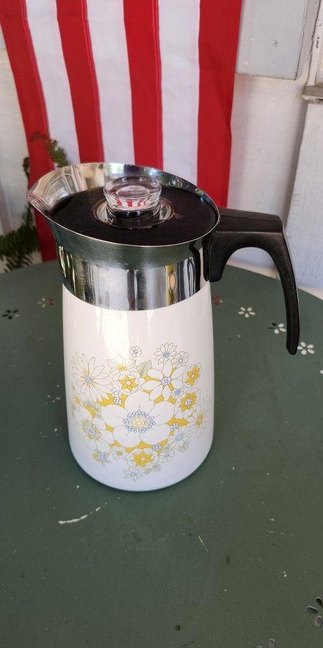 Vintage Corning Ware 9 Cup Stovetop Coffee Percolator