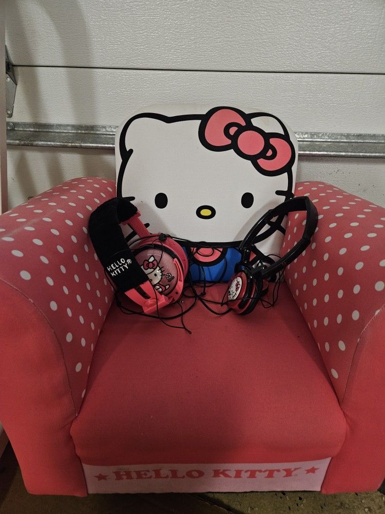 Hello Kitty And Wooden Rocking Chair