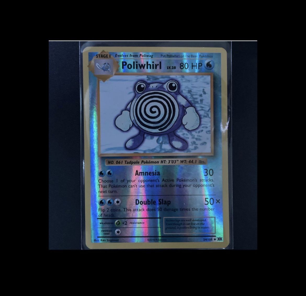 Pokemon Card Evolutions XY Base Poliwhirl Reverse Holo 24/108 Uncommon Mint and Pokemon General Mills PIKACHU 25th Anniversary Stamped Holo Black Star