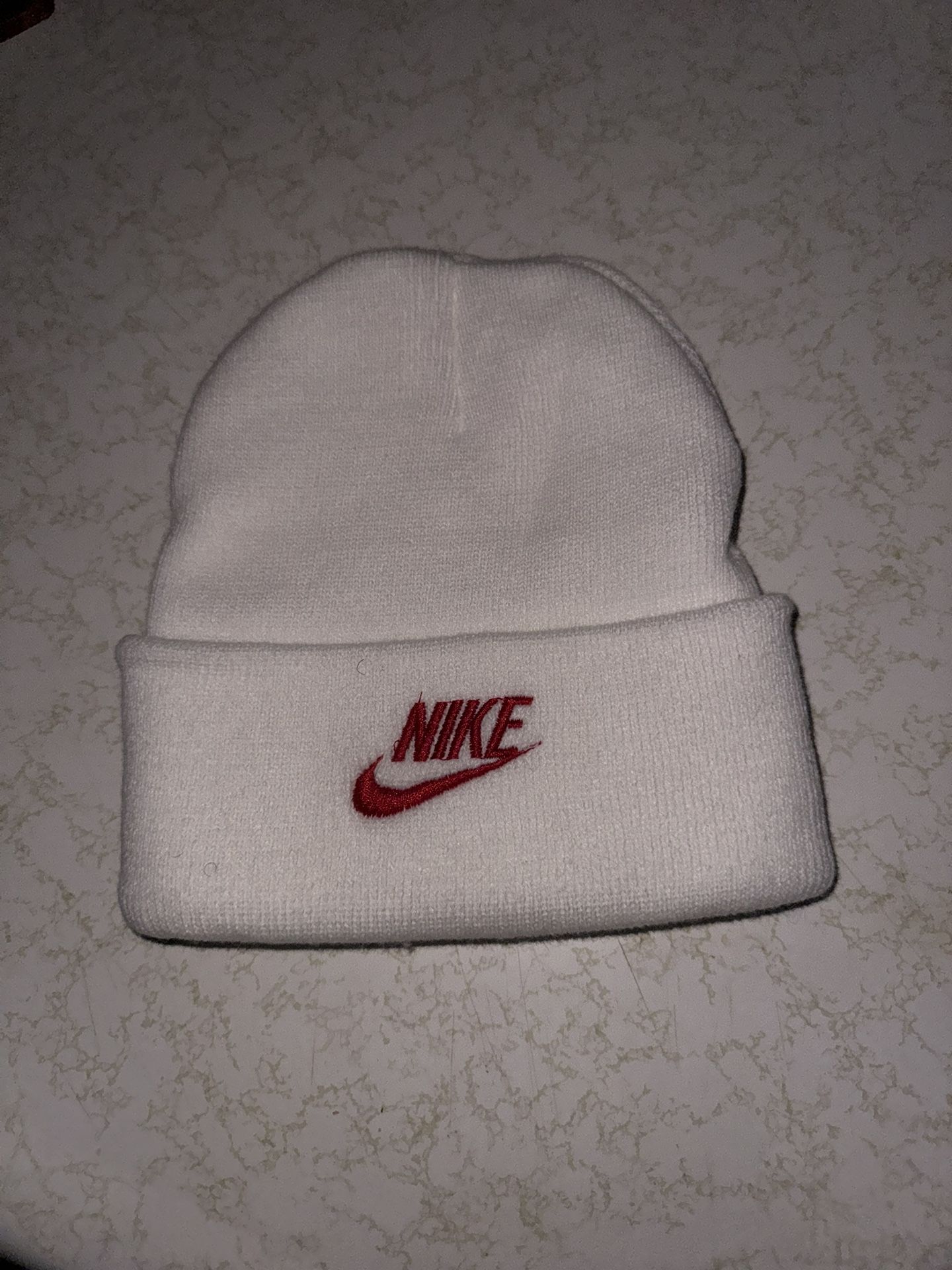 New White and red Nike beanie