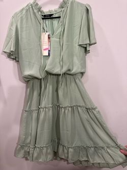 Dokotoo Mint Green Tiered Ruffle Mini Dress