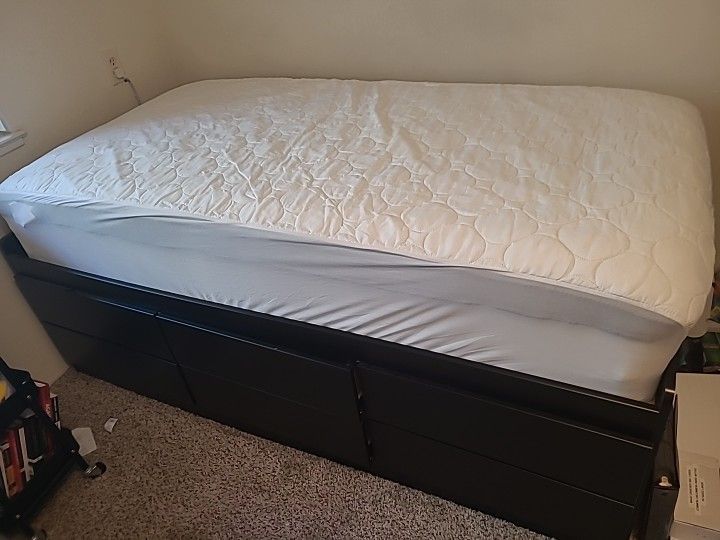 6 Drawer Twin Size Bed Frame With Mattress