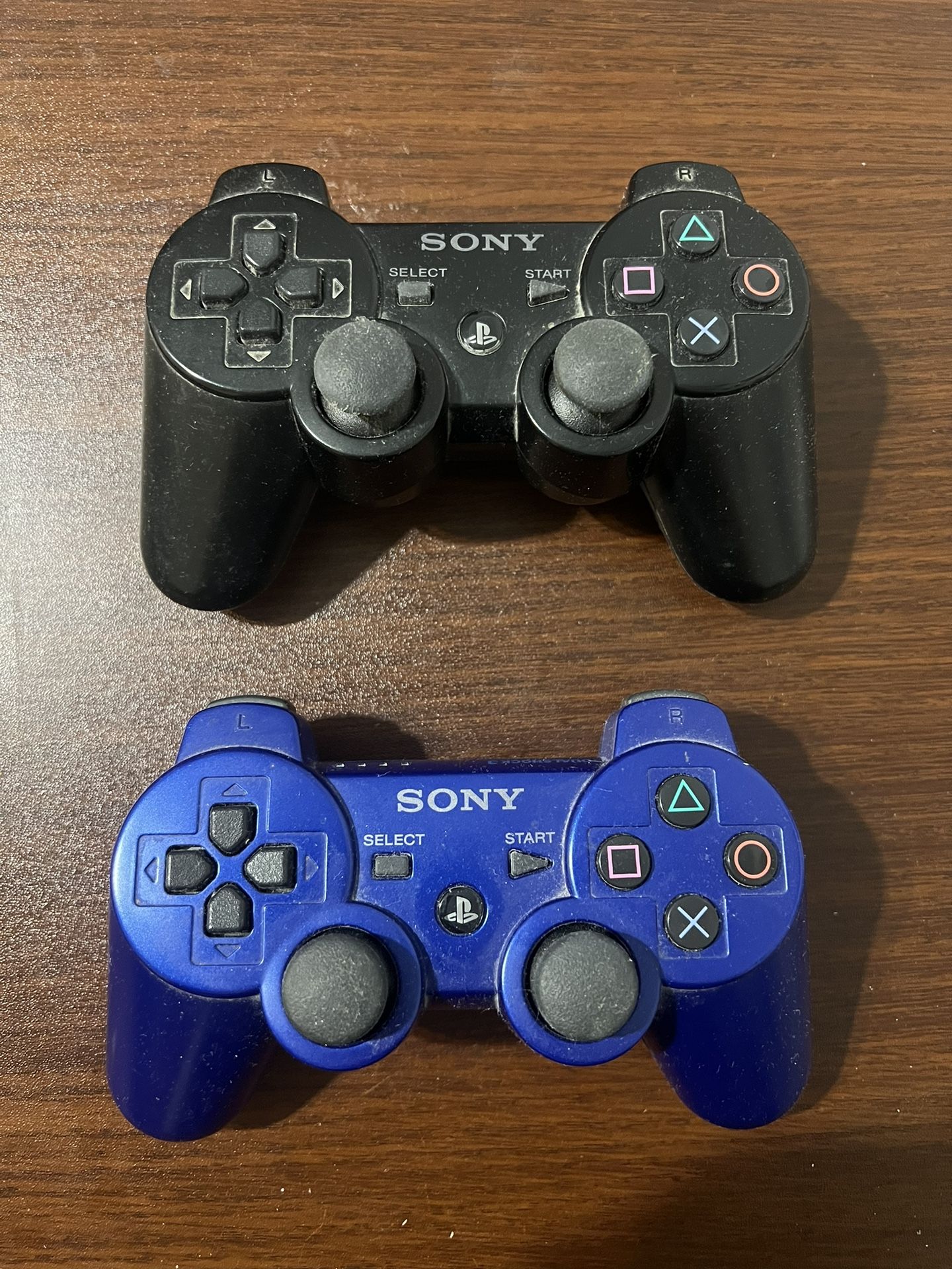 Sony PlayStation 3 PS3 Blue And Black Controllers DualShock 3 SixAxis