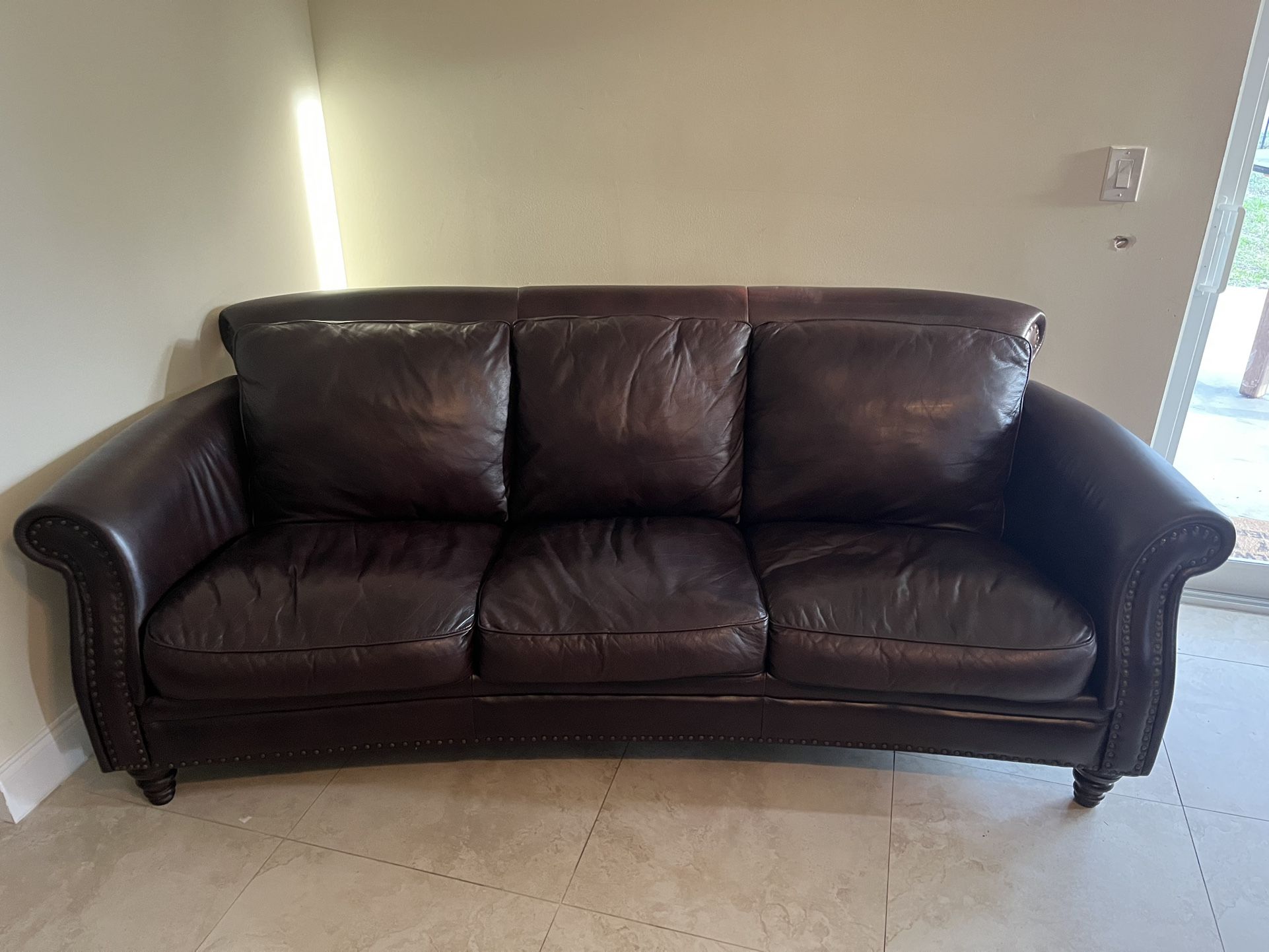 Leather Couch And Chair With Footrests
