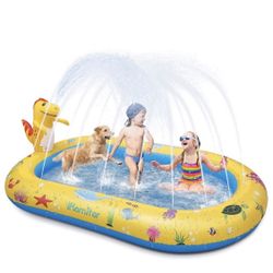 Large Dinosaur Water Sprinkler Wading Pools Splash Pad, Kids Adults Inflatable Swimming Pool