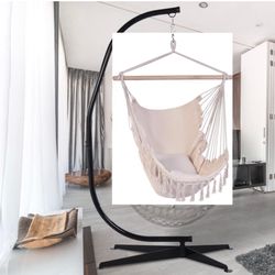 Hammocks Outdoor Hammock Chair with Stand, C Stand Hanging Chair Stand Only Heavy Duty Steel 360 Degree Rotation