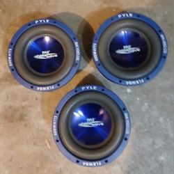 3 Pyle PLBW124 8 Inch 600 Watt Injection Molded Cone Car DVC Audio Subwoofer, Blue