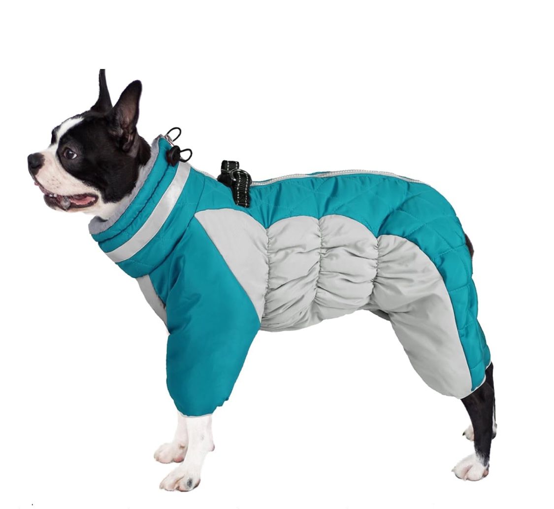 Full Body Dog Coat, Reflective Warm Dog Winter Coat with Harness, Turtleneck LG.