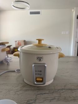 GreenLife Rice Cooker – Cream/Wood Finish