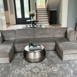 Pottery Barn Gray Sectional Couch w/ Storage 