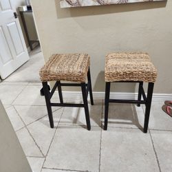 2 Rattan Stools (Bar Height)